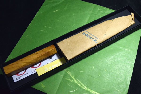 Japanese Chef Knife Isamitsu White 1 Stainless Cladding Black Gyuto 210mm