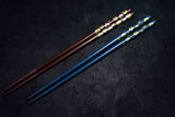 Near Mint Japanese Wood Chopstics Plum Blossom design 2 paris form Japan 083