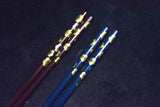 Near Mint Japanese Wood Chopstics Plum Blossom design 2 paris form Japan 083