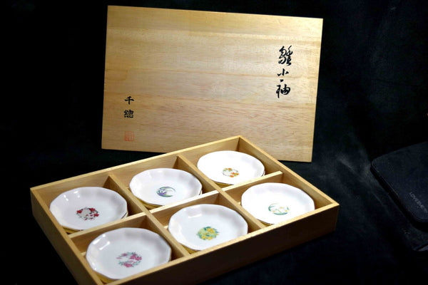 Japanese Chiso Hinakosode small Kozara plate 12pcs set w/ wooden box Kyoto 115