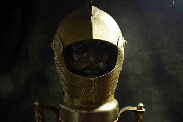 Vintage Nikka Whisky Knight Armor Metal Bottle Cover Case w/ Music Box 1970s 117