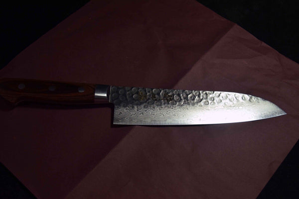 【Suisin】Japanese Kitchen Knife VG10 Tsuchime 17 Layers Damascus Santoku 180mm FS