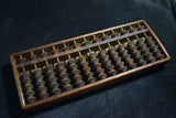 Antique Japanese Wood Soroban Abacus 13 Rows Hand Carved Inscriptions 128