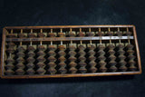 Antique Japanese Wood Soroban Abacus 13 Rows Hand Carved Inscriptions 128