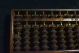 Antique Japanese Wood Soroban Abacus 13 Rows Hand Carved Inscriptions 128