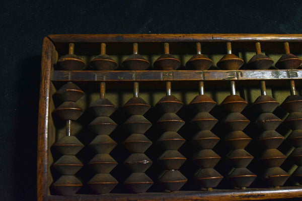 Antique Japanese Wood Soroban Abacus 13 Rows Hand Carved Inscriptions 128