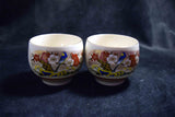 Japanese Kutani Ceramic Ryusen Yunomi Tea Cup 2pcs Set Vtg Pottery Japan 131