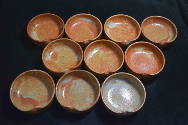 Japanese  Shino (Mino) Ware BENISHINO Ceramic Kobachi Bowl 10pcs Set Vtg. 130