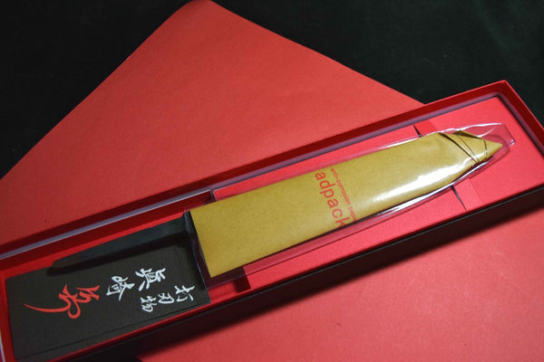 Japanese Chef Knife Mazaki Naoki White 2 Kuro Nashiji Bullnose Gyuto 180mm