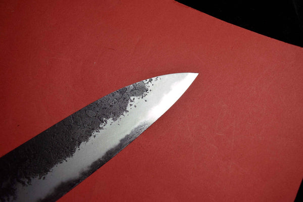 Japanese Chef Knife Mazaki Naoki White 2 Kuro Nashiji Bullnose Gyuto 180mm