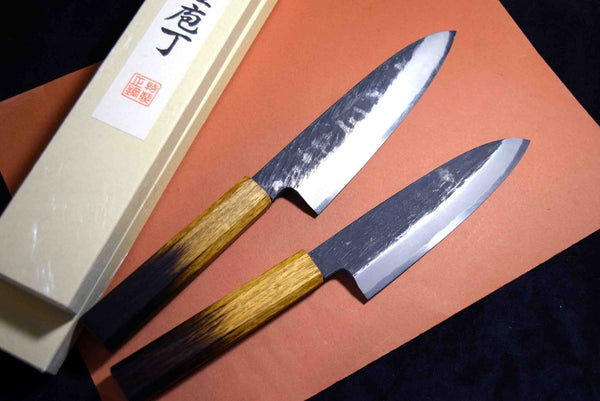 Japanese Chef Knives Itsuo Doi Blue 2 Black Tsuchime Funayuki 170mm-190mm