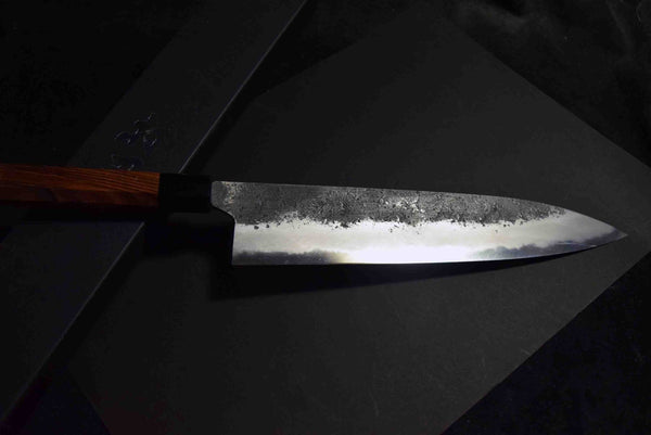Japanese Chef Knife Mazaki Naoki White 2 Kuro Nashiji Gyuto 240mm w/ Handle