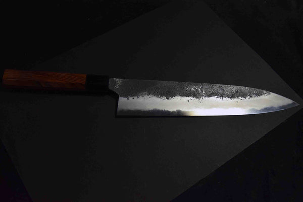 Japanese Chef Knife Mazaki Naoki White 2 Kuro Nashiji Gyuto 240mm w/ Handle