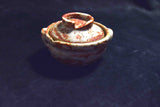 Japanese Mino Ware Lidded Condiment Bowl – White Glaze with Pink Accents 134★