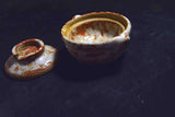 Japanese Mino Ware Lidded Condiment Bowl – White Glaze with Pink Accents 134★