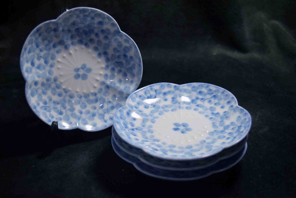 Japanese Kiyomizu Ware Fliower Kozara - small plate 4pcs Set from Kyoto 137★