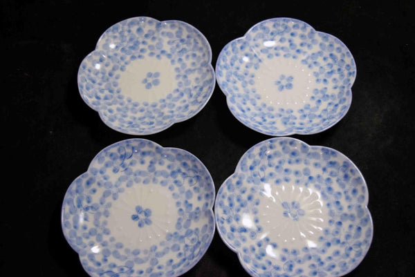 Japanese Kiyomizu Ware Fliower Kozara - small plate 4pcs Set from Kyoto 137★