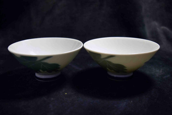 Japanese kiyomizu Ware  Rice Bowl 2pcs Set Vtg. Porcelain from Japan 138★