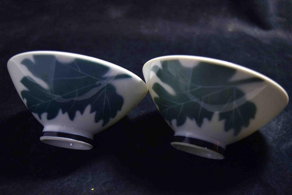 Japanese kiyomizu Ware  Rice Bowl 2pcs Set Vtg. Porcelain from Japan 138★