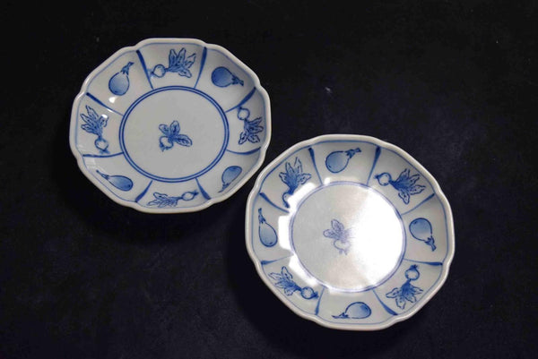 Japanese Arita blue and white porcelain small plate 2pcs Set 139★