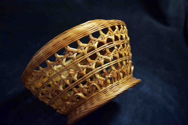 ●Japanese Woven Bamboo Basket Traditional Folk Craft Rustic Decor 160 - 5.18