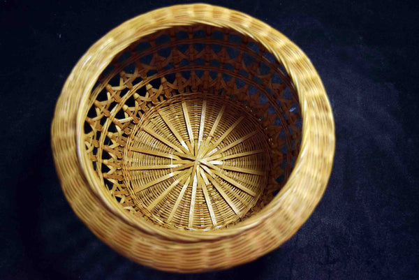 ●Japanese Woven Bamboo Basket Traditional Folk Craft Rustic Decor 160 - 5.18