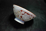 ●Japanese Vintage Arita Ware Gyokuzan Kiln Floral Kutani Style Rice Bowl Porcelain Chawan 162- 5.18
