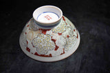 ●Japanese Vintage Arita Ware Gyokuzan Kiln Floral Kutani Style Rice Bowl Porcelain Chawan 162- 5.18