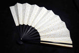 ●Japanese Decorative Folding Fan Set Gold Floral Hand Fan w/ Stand & Box Kyoto Style 155- 5.18