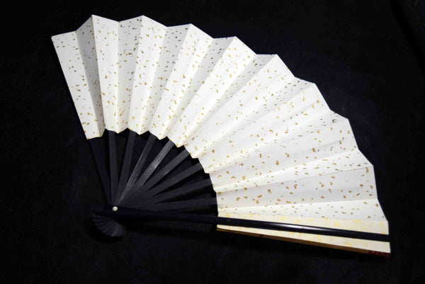 ●Japanese Decorative Folding Fan Set Gold Floral Hand Fan w/ Stand & Box Kyoto Style 155- 5.18