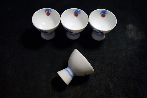 ●Japanese 14th Sakaida Kakiemon Nigoshide Persimmon Sake Set Arita Porcelain 170 5.24
