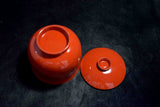 ●Japanese Yamanaka Lacquerware Soup Bowl Set 5pc Red Gold Floral Lids 167- 5.18