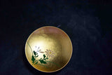 ●Japanese Yamanaka Lacquerware Soup Bowl Set 5pc Red Gold Floral Lids 167- 5.18