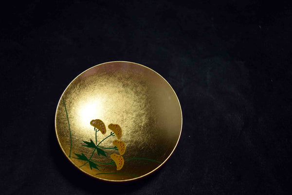 ●Japanese Yamanaka Lacquerware Soup Bowl Set 5pc Red Gold Floral Lids 167- 5.18