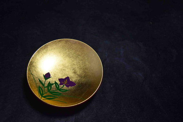 ●Japanese Yamanaka Lacquerware Soup Bowl Set 5pc Red Gold Floral Lids 167- 5.18