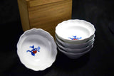●Japanese Kakiemon Arita Porcelain Bowl Set 5pc Persimmon Motif Signed Boxed 166- 5.18