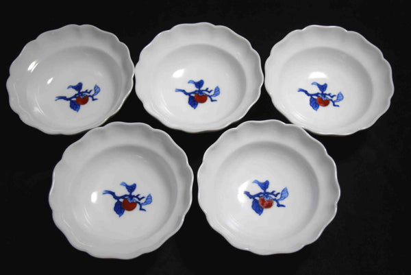 ●Japanese Kakiemon Arita Porcelain Bowl Set 5pc Persimmon Motif Signed Boxed 166- 5.18