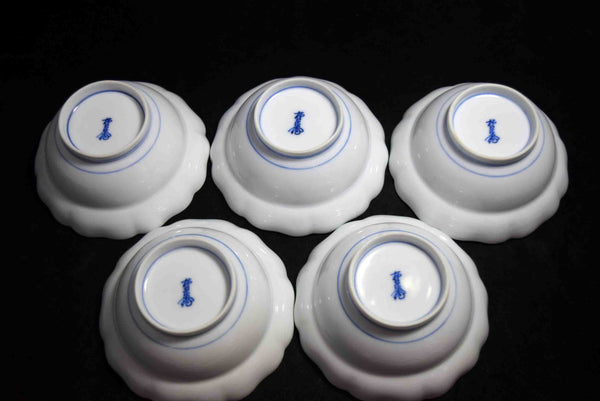 ●Japanese Kakiemon Arita Porcelain Bowl Set 5pc Persimmon Motif Signed Boxed 166- 5.18