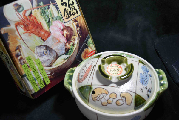 ●Japanese Bizan Kiln Banko Ware Donabe Japanese Hot Pot Autumn Motif Lidded Clay Pot 153- 5.18