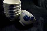●Japanese Porcelain Yunomi Tea Bowl Set 6pcs "Toai" Mark Blue Sometsuke Floral Pattern 173 6.14