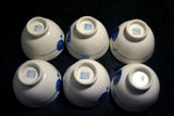 ●Japanese Porcelain Yunomi Tea Bowl Set 6pcs "Toai" Mark Blue Sometsuke Floral Pattern 173 6.14