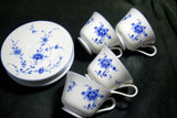 ●Sango China Japan Blue Floral Porcelain Cup & Saucer Set 4 Place Settings Vintage 174 6.14