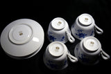 ●Sango China Japan Blue Floral Porcelain Cup & Saucer Set 4 Place Settings Vintage 174 6.14