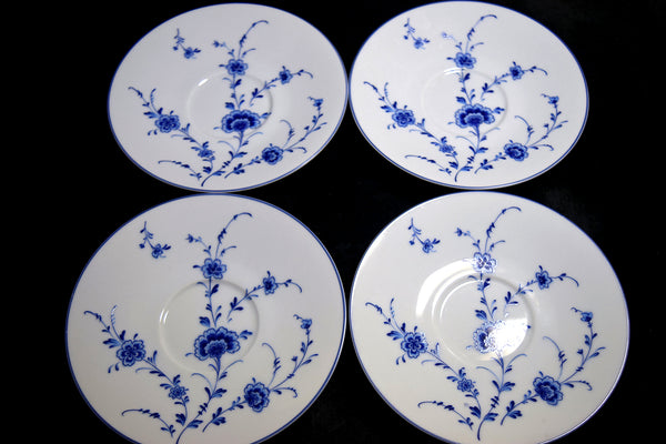 ●Sango China Japan Blue Floral Porcelain Cup & Saucer Set 4 Place Settings Vintage 174 6.14