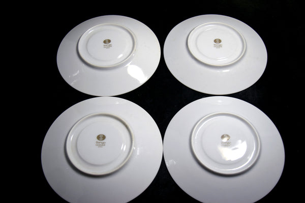 ●Sango China Japan Blue Floral Porcelain Cup & Saucer Set 4 Place Settings Vintage 174 6.14