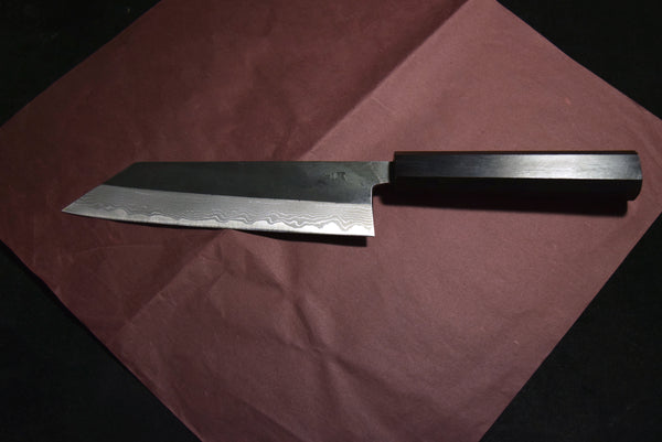 ●Japanese Chef Knife Hokiyama *Naoto Blue 1 Black Damascus Bunka 165mm 10.10
