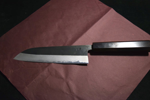 ●Japanese Chef Knife Hokiyama *Naoto Blue 1 Black Damascus Santoku 165mm 10.10