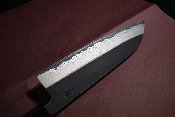 ●Japanese Chef Knife Hokiyama *Naoto Blue 1 Black Damascus Santoku 165mm 10.10