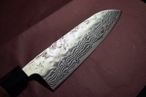 ●Japanese Chef Knife Hokiyama Swedish Steel 33-Layer Nickel Damascus Santoku 165mm 10.10