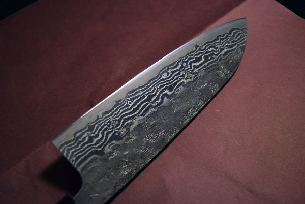 ●Japanese Chef Knife Hokiyama Swedish Steel 33-Layer Nickel Damascus Santoku 165mm 10.10